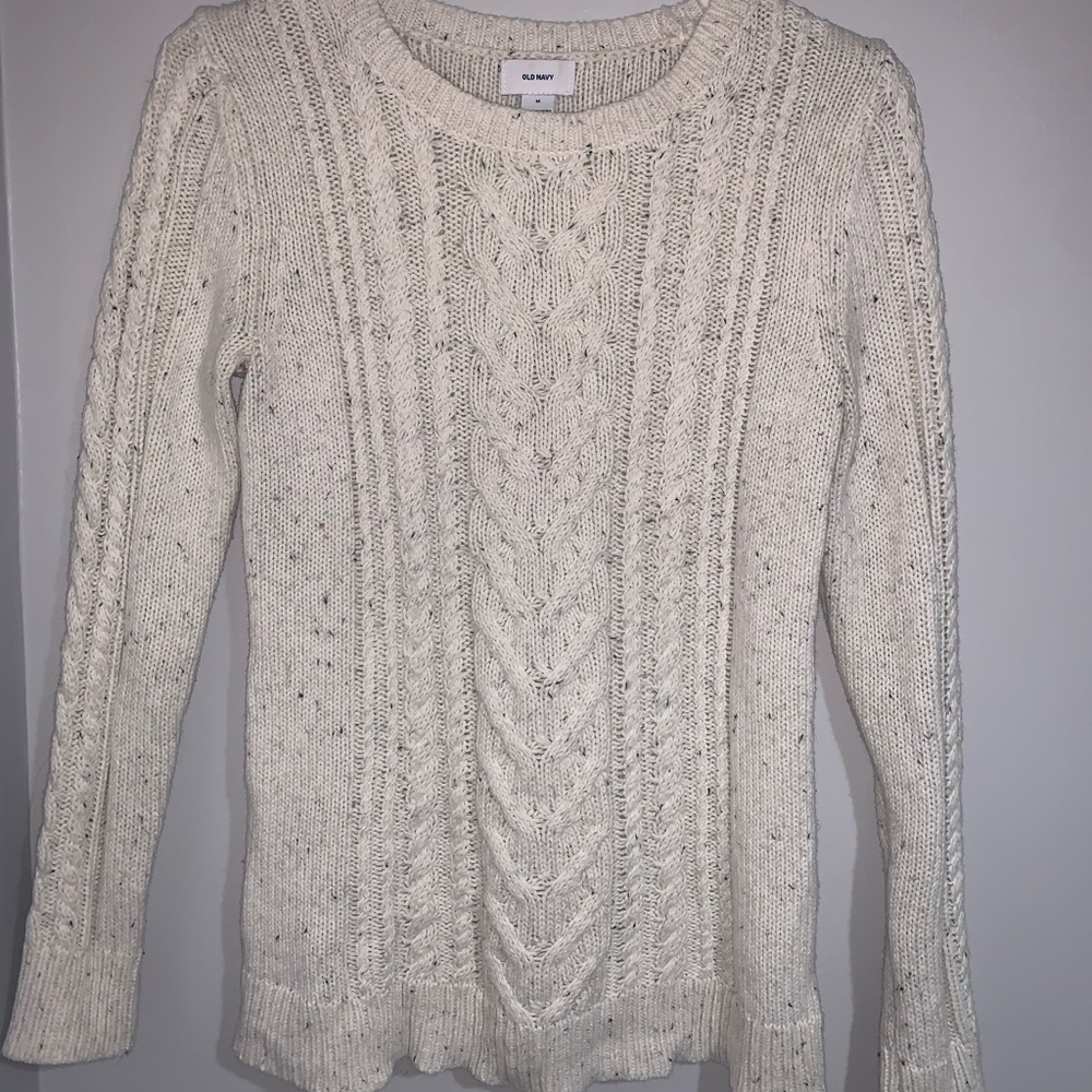 White Sweater With Black Speckle